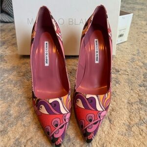 Manolo Blahnik Pink Patterned Women's Shoes